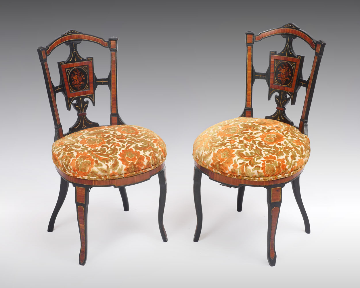 PAIR OF VICTORIAN INLAID CHAIRS: