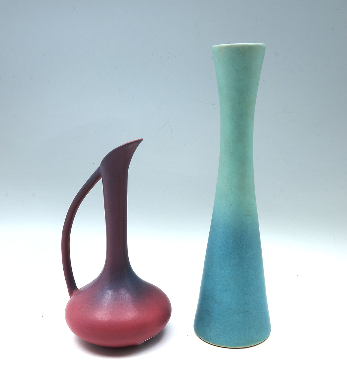 2 PC. VAN BRIGGLE EWER AND VASE: