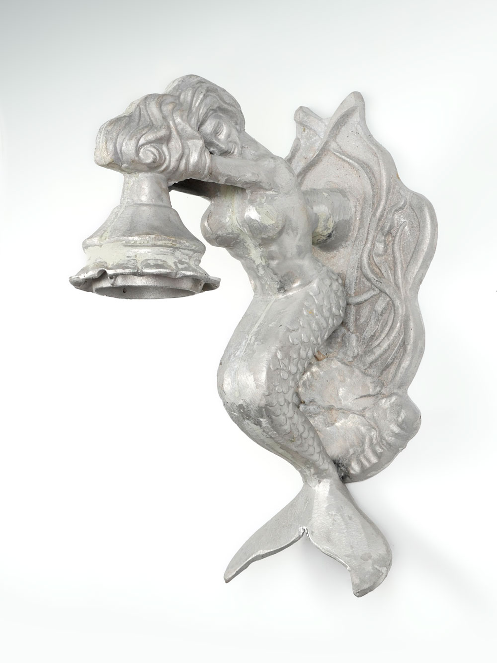 LARGE ALUMINUM MERMAID SCONCE: