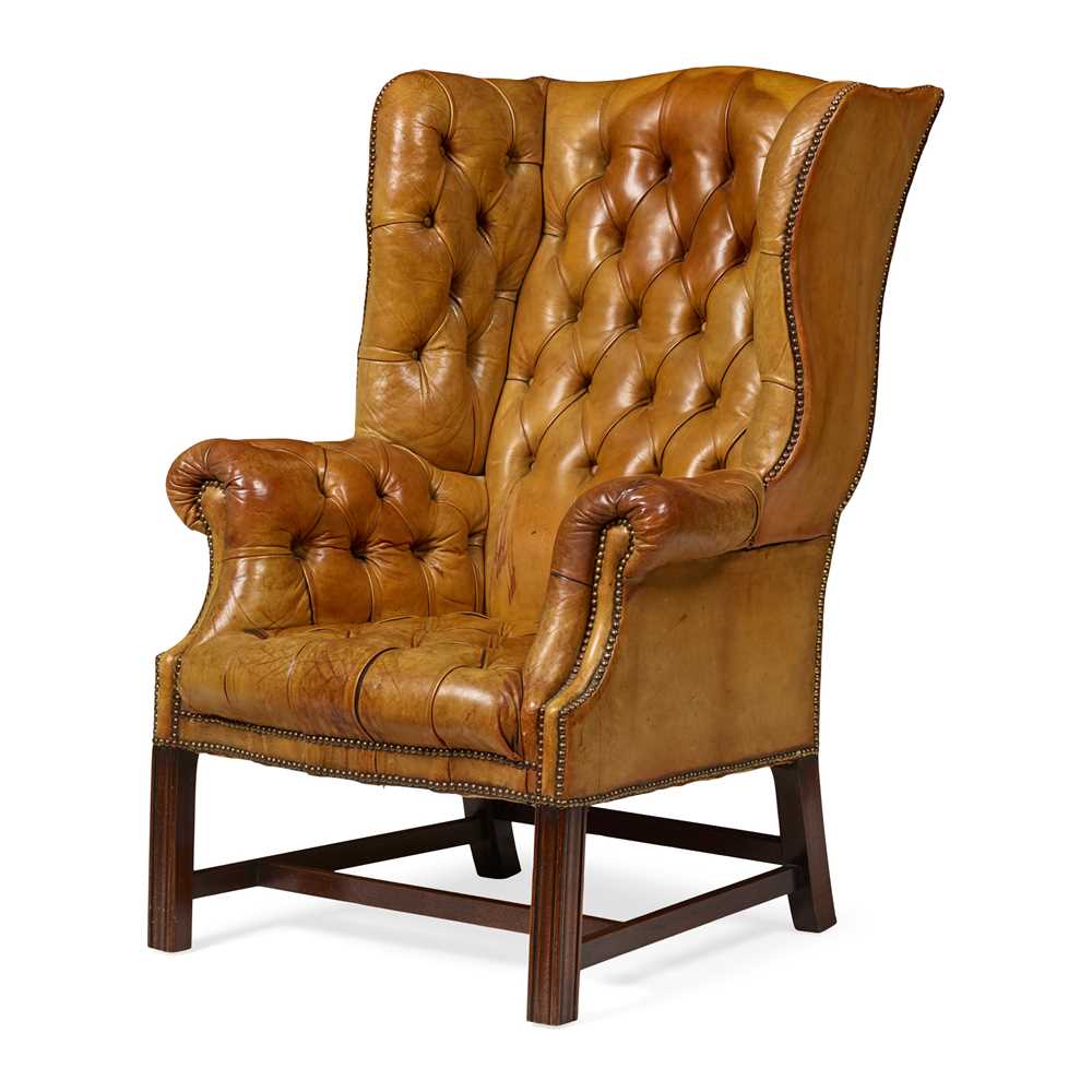 GEORGE III STYLE LEATHER UPHOLSTERED