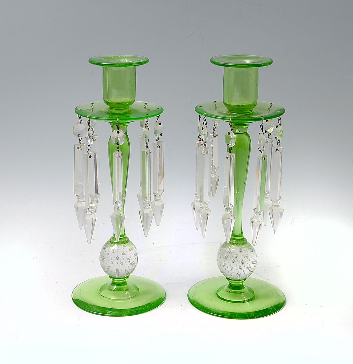 PAIR OF PAIRPOINT VASELINE GLASS