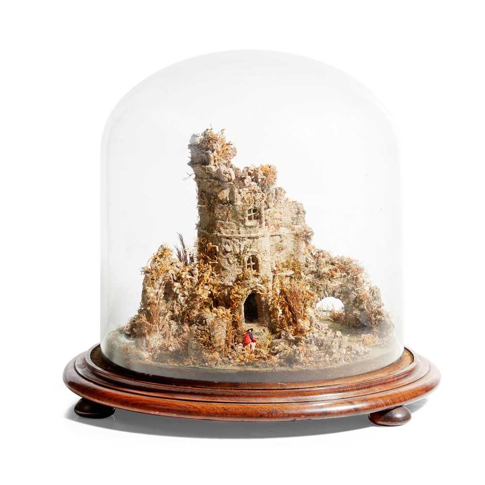 Y DOME CASED DIORAMA OF A CASTLE