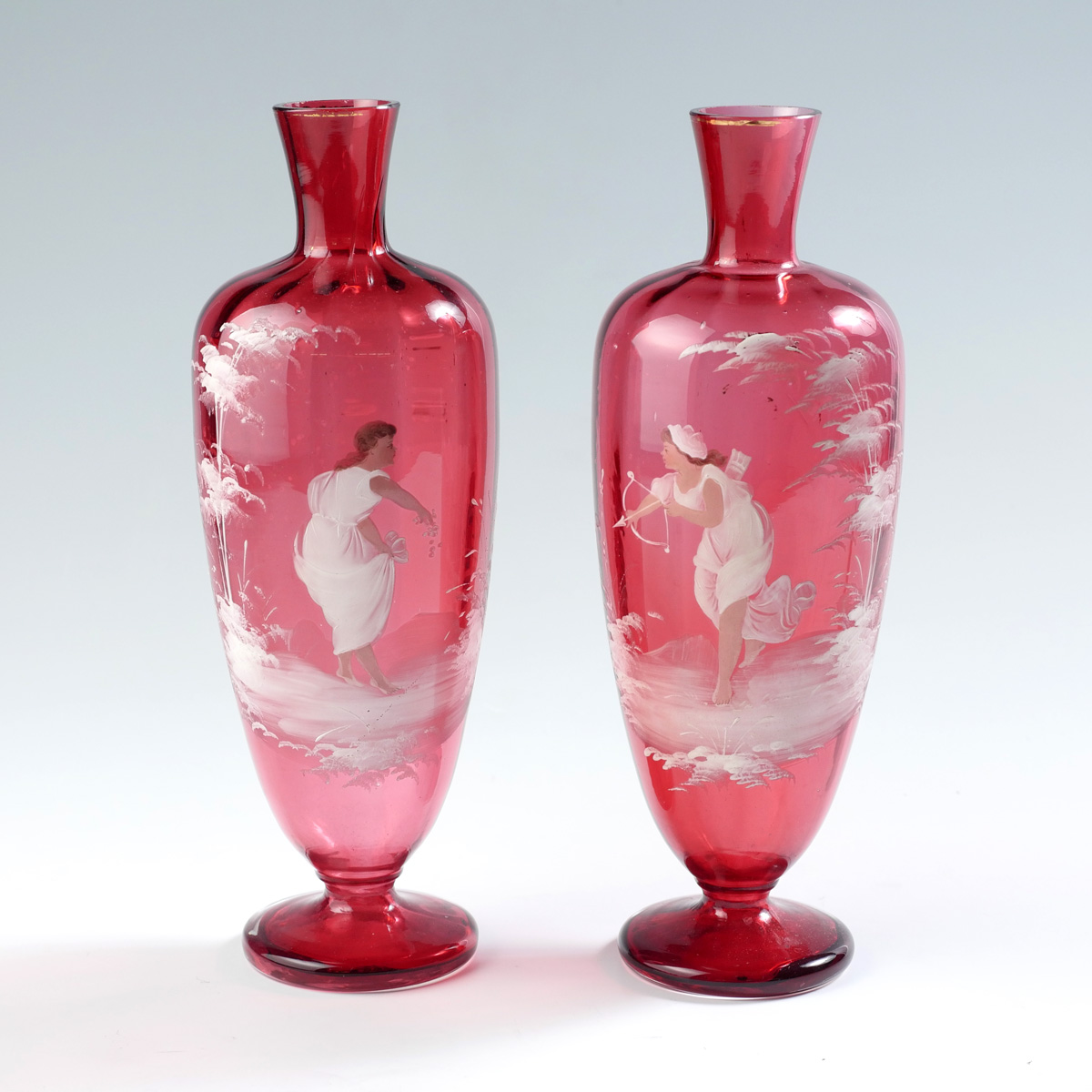 PAIR OF CRANBERRY MARY GREGORY