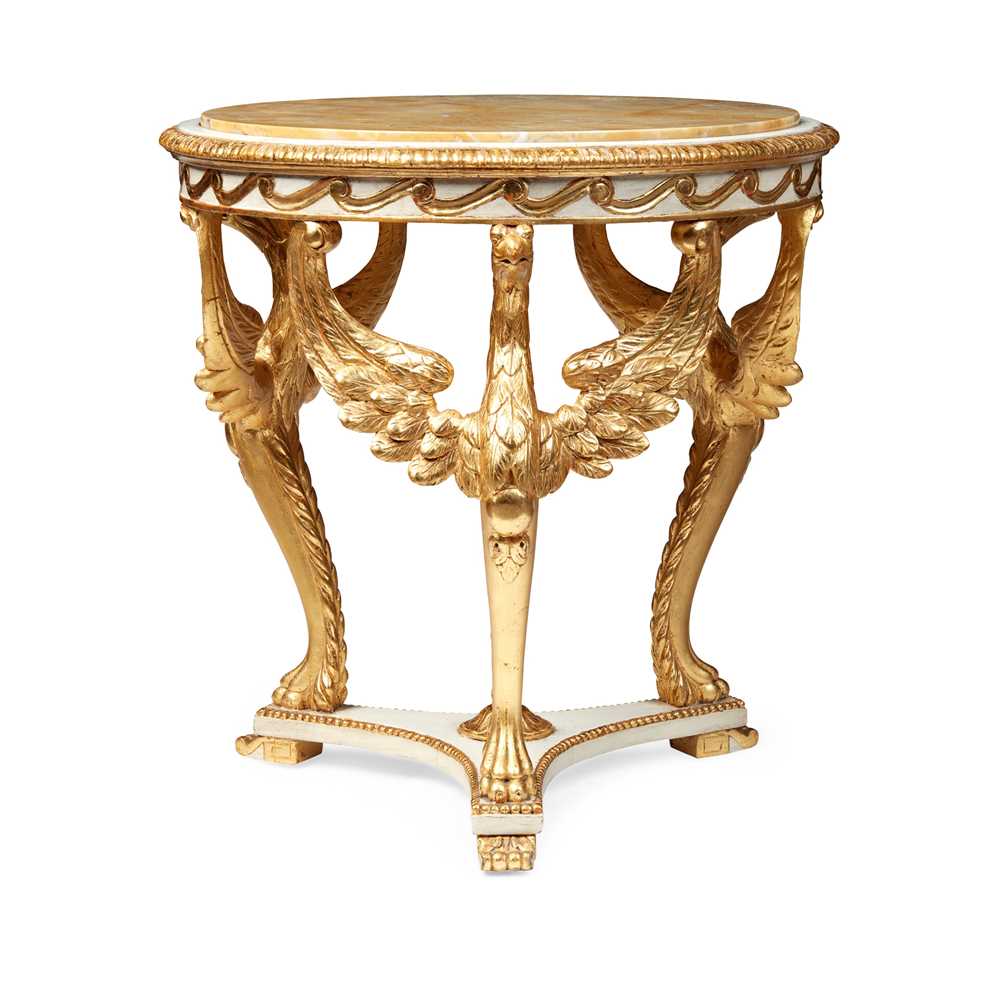 ITALIAN GILTWOOD AND PAINTED MARBLE