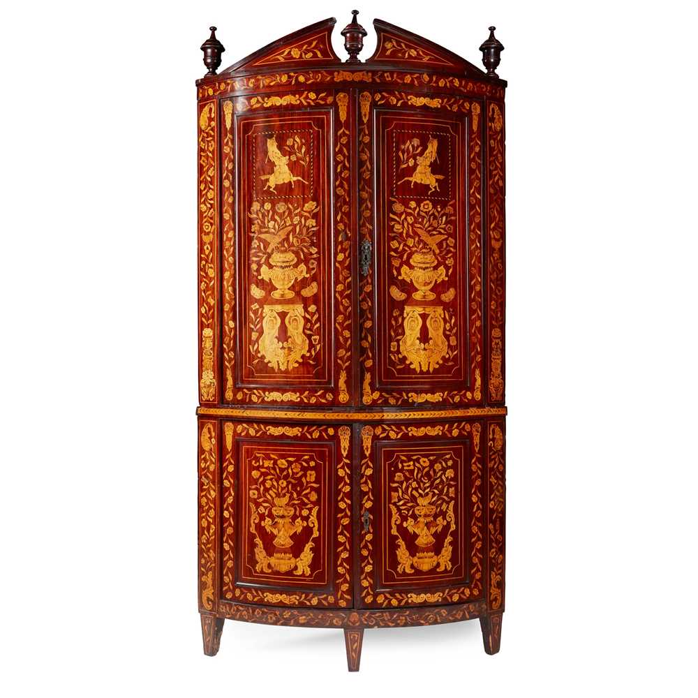 DUTCH MARQUETRY BOWFRONT CORNER CABINET
EARLY