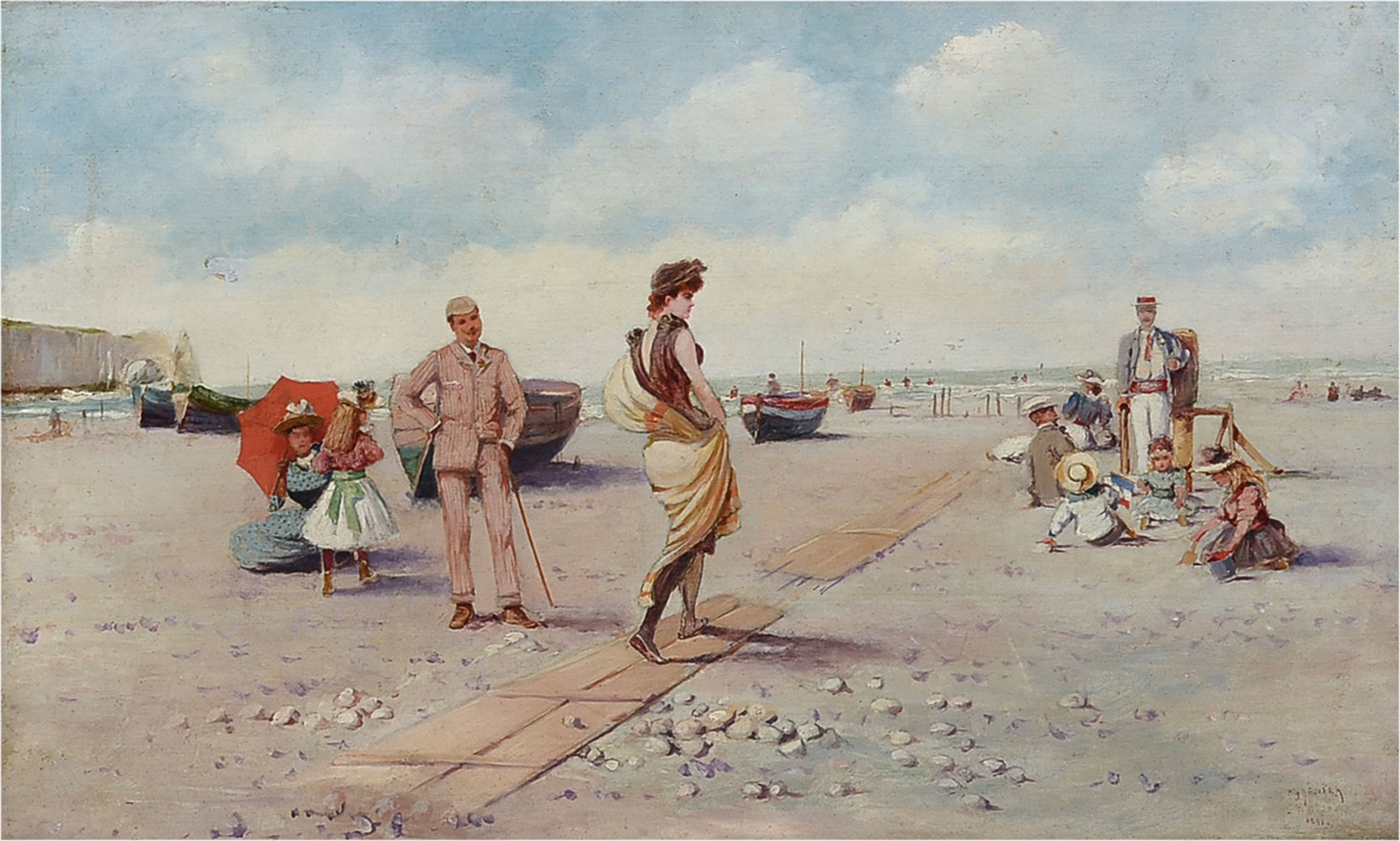 P G RENIER TROUVILLE BEACH PAINTING  36e626