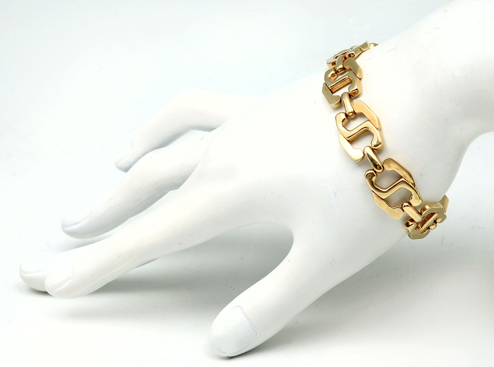 14K HOLLOW LINK BRACELET: 14K yellow