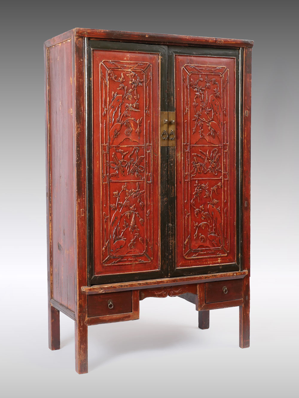 CHINESE RED LACQUERED SHANXI CABINET: