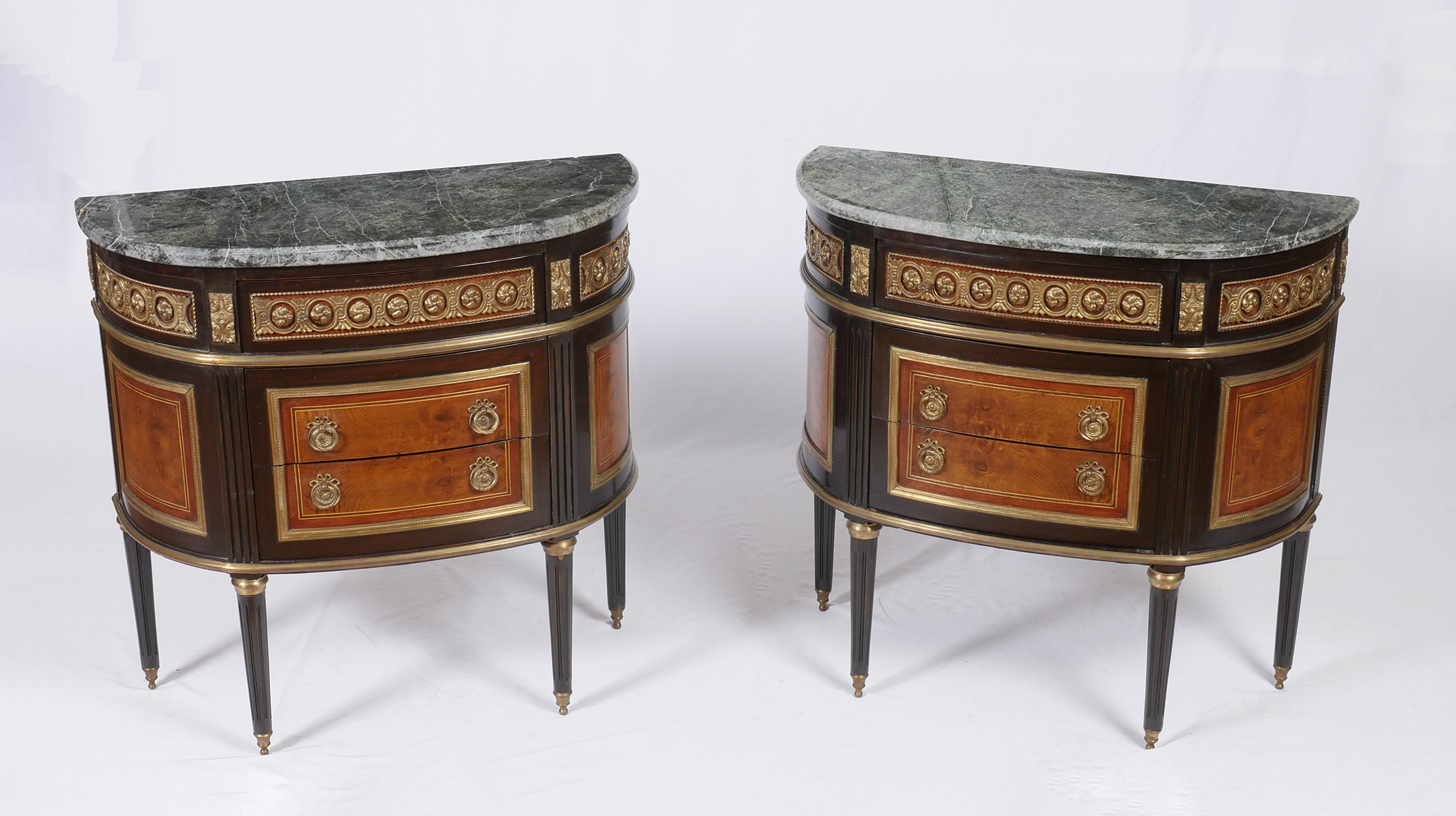 PAIR OF MARBLE TOP COMMODES: 2-beveled