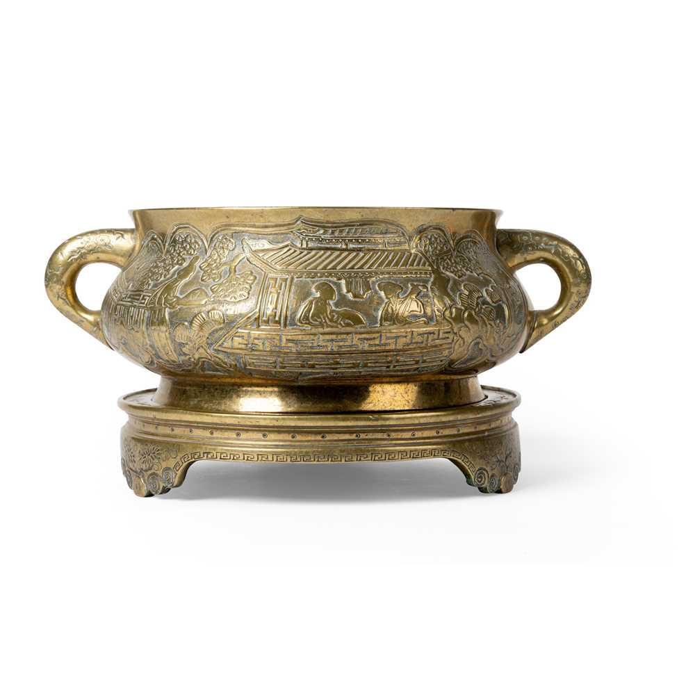 LARGE BRONZE CENSER WITH BASE XUANDE 36e664