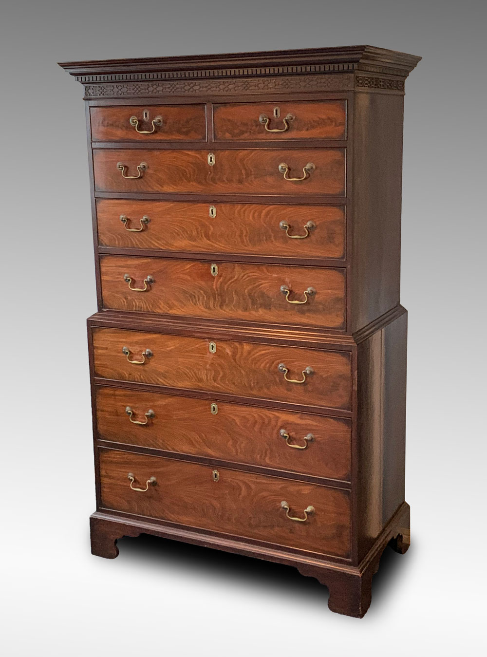 EARLY MAHOGANY CHEST ON CHEST: