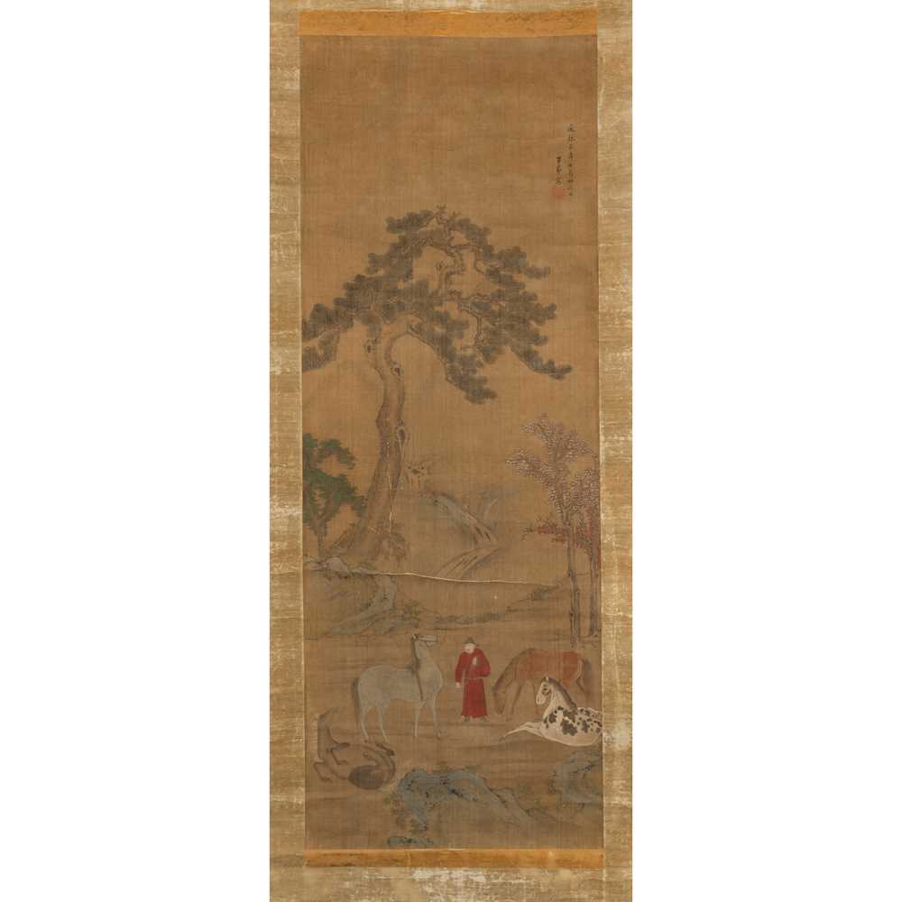 INK SCROLL GROOM WITH HORSES  36e684