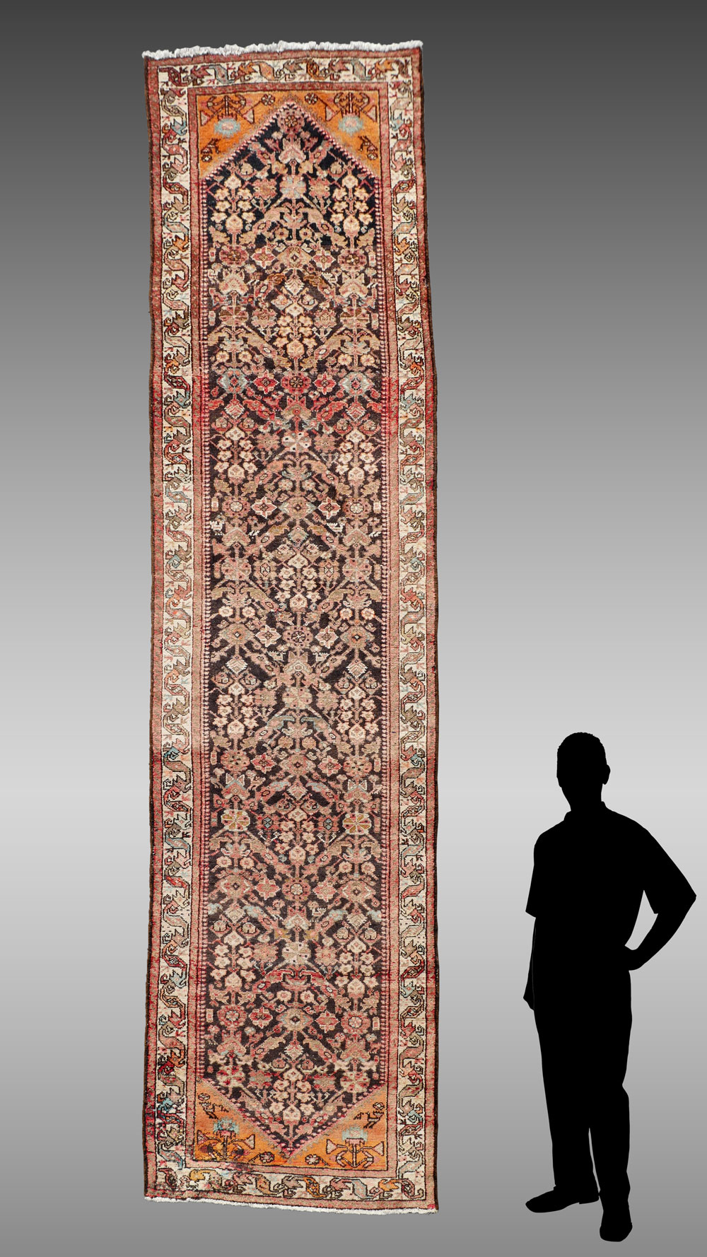 PERSIAN HAND KNOTTED WOOL RUNNER,