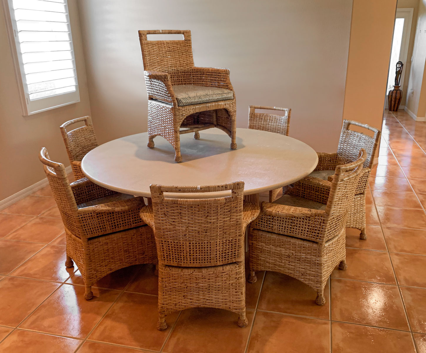 MCGUIRE 8 CHAIRS AND TABLE Comprising  36e69f