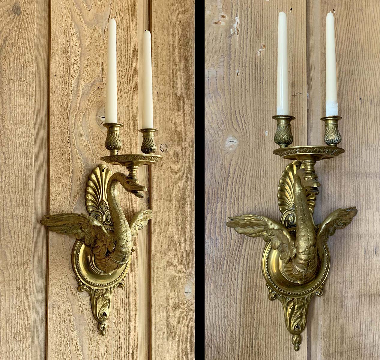 PR BRASS WINGED DRAGON WALL SCONCES: