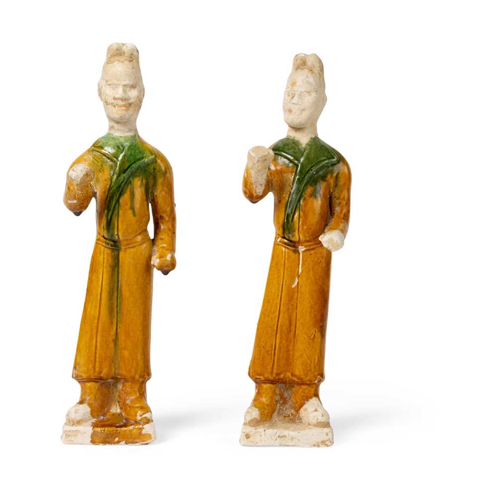 TWO SANCAI-GLAZED POTTERY FIGURES