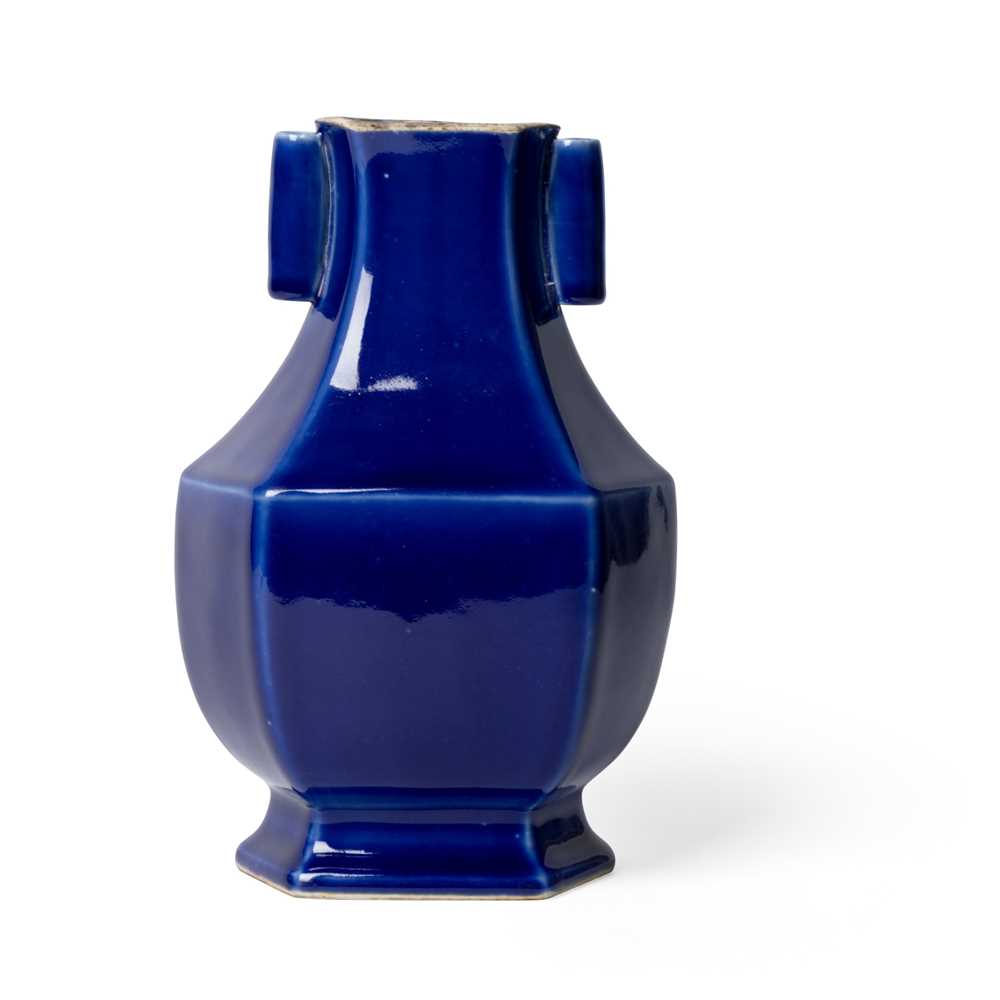 BLUE-GLAZED HEXAGONAL VASE
QING