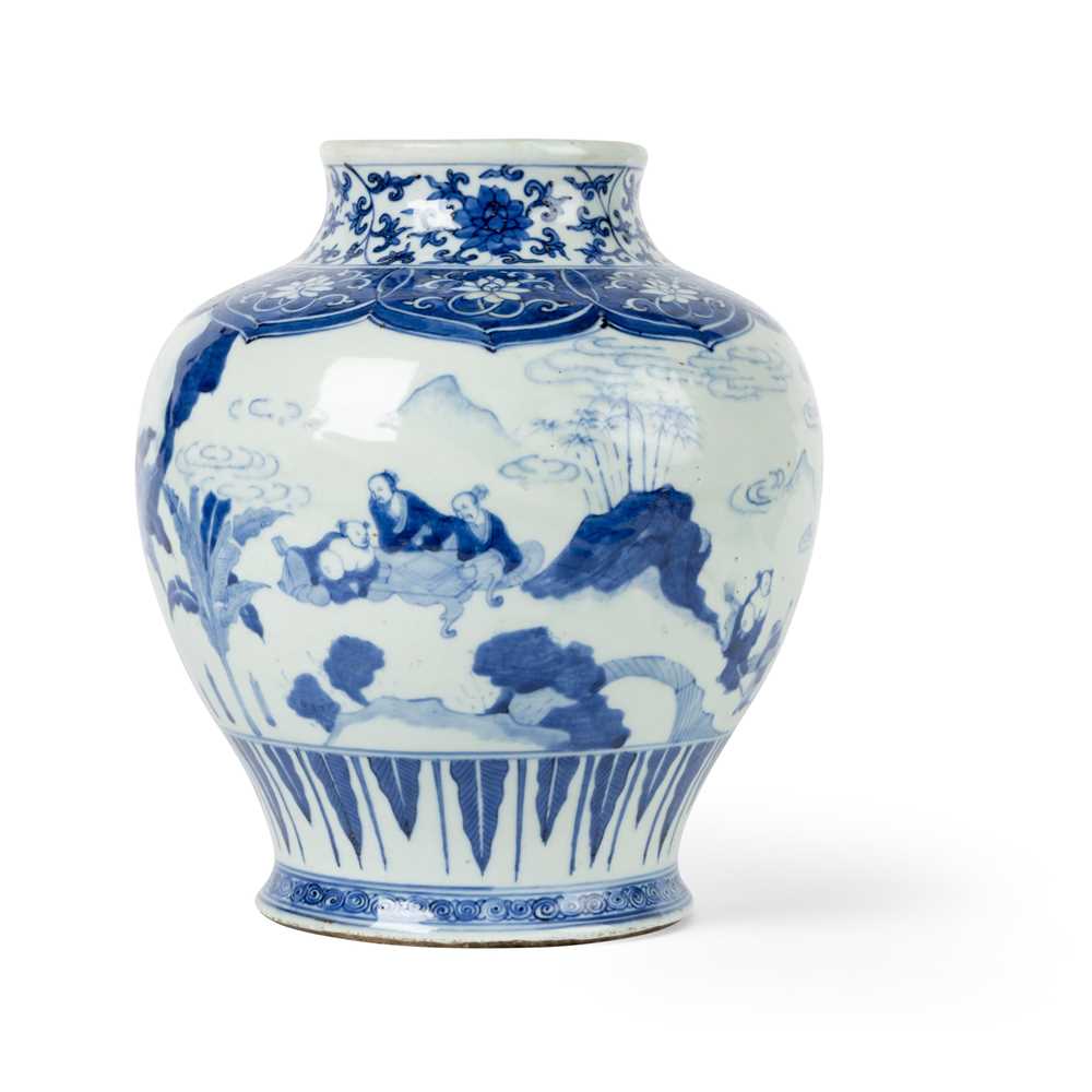 BLUE AND WHITE LITERATI JAR QING 36e732