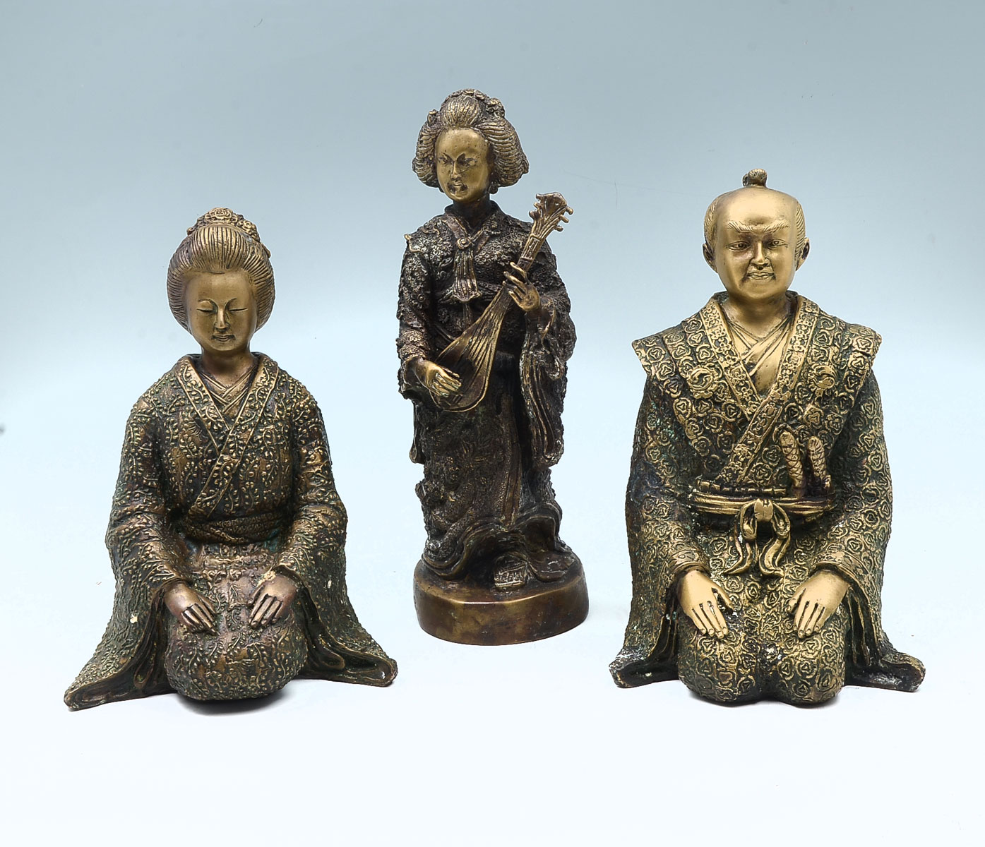 3 JAPANESE CAST BRONZE FIGURES: