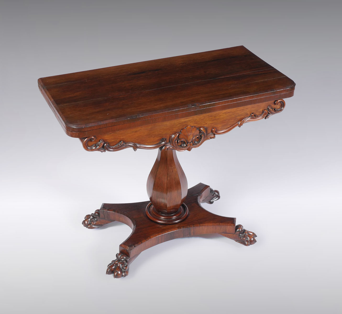 CARVED EMPIRE CLAW FOOT GAME TABLE: