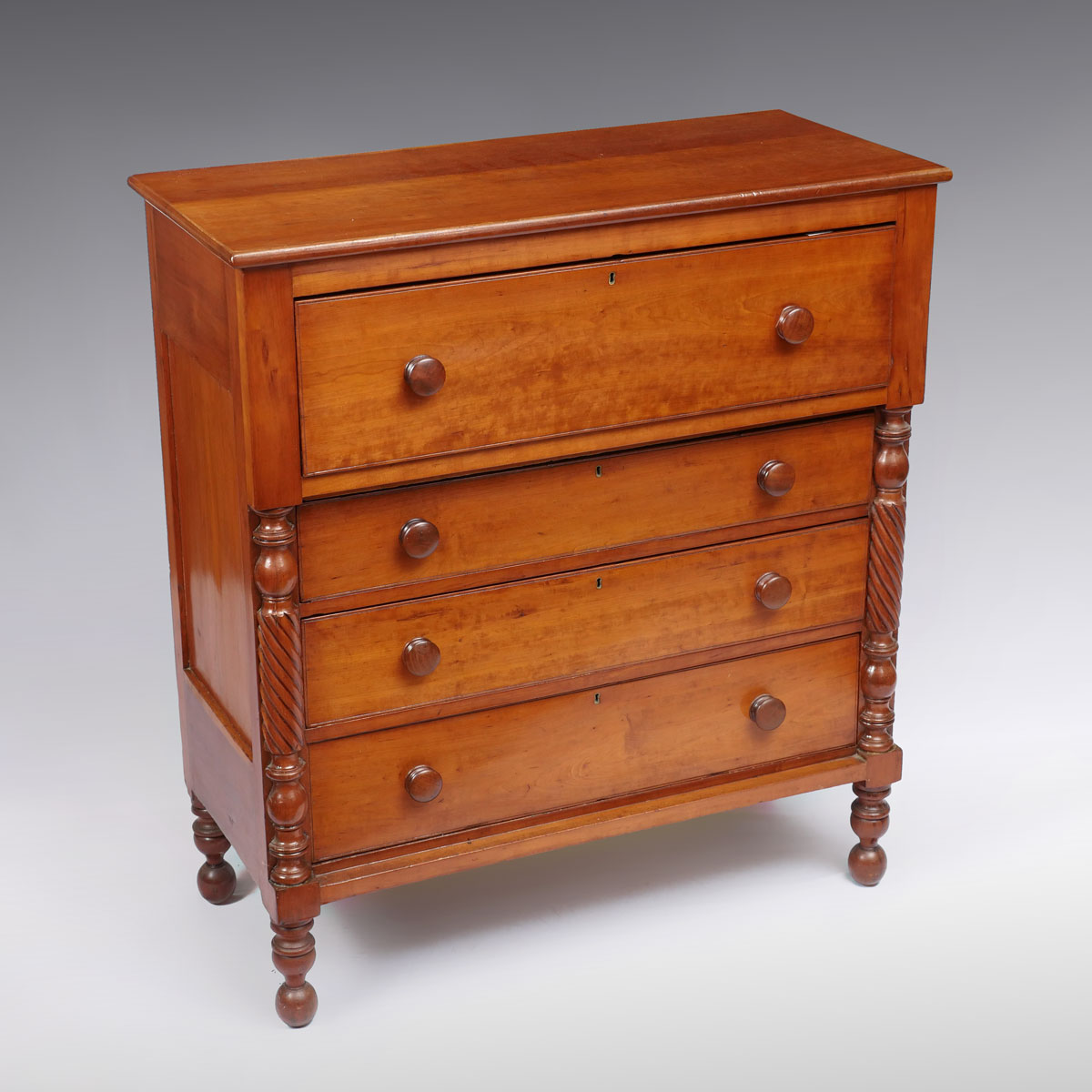 4 DRAWER CHERRY SHERATON DRESSER: