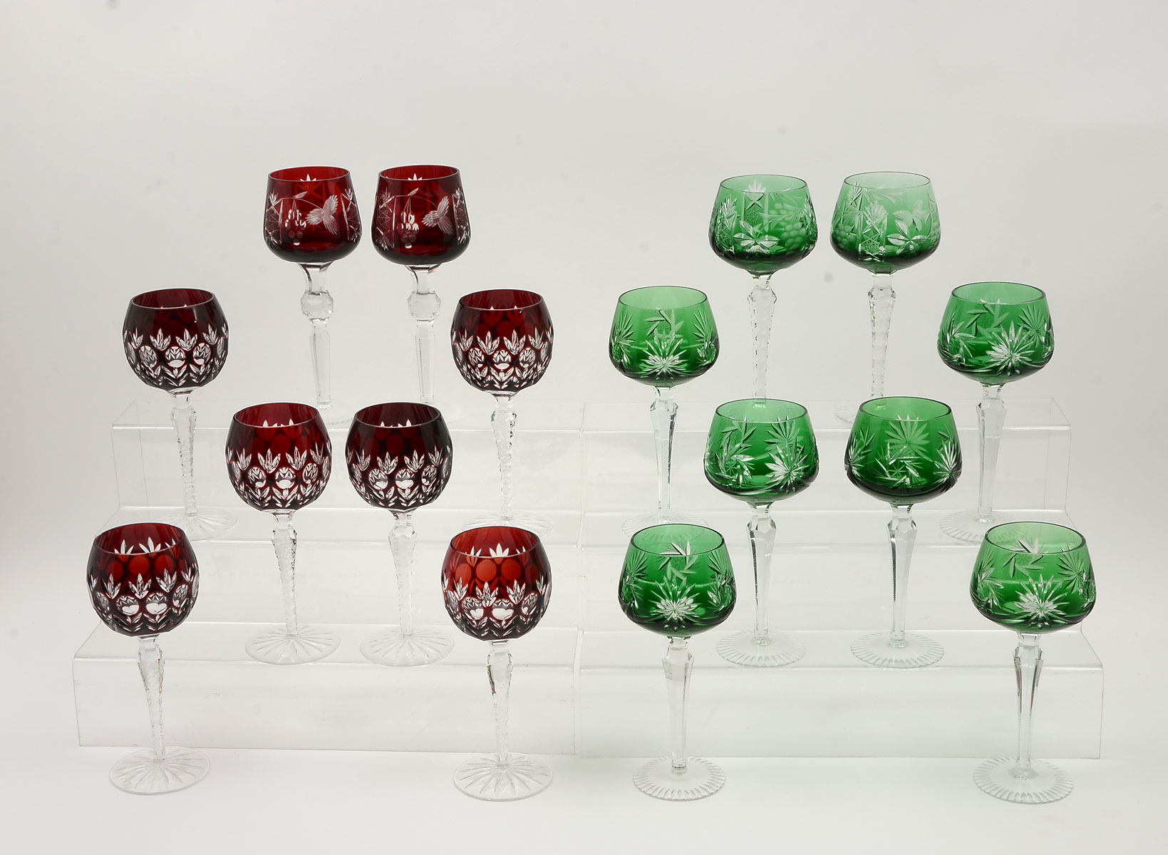16 PC. BOHEMIAN CUT TO CLEAR GOBLETS: