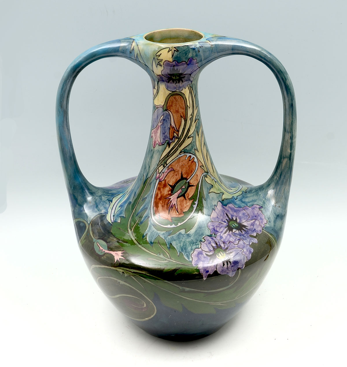 LARGE ART NOUVEAU GOUDA VASE: Large