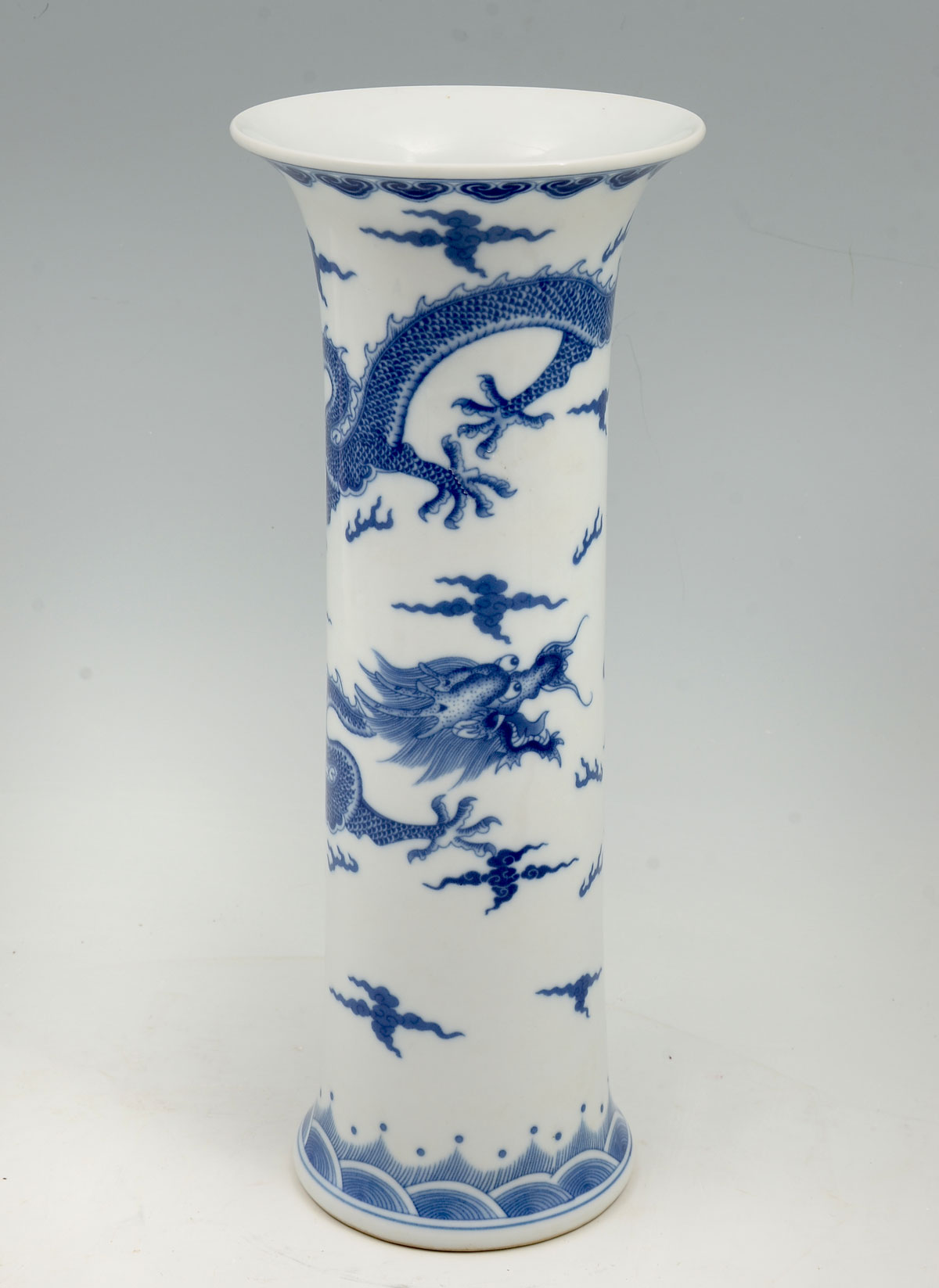 TALL CHINESE BLUE AND WHITE DRAGON