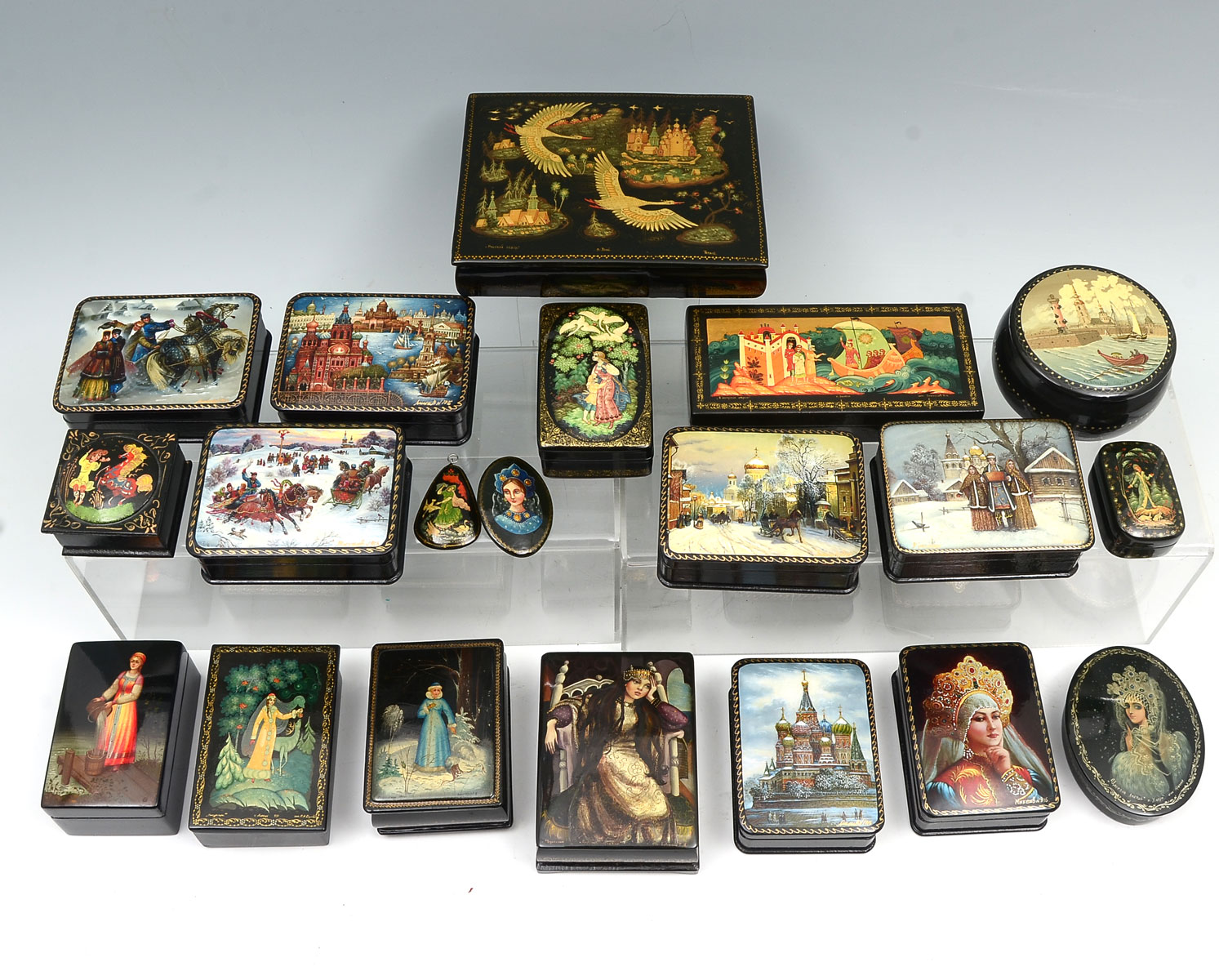 20 PC. RUSSIAN LACQUERED BOX COLLECTION:
