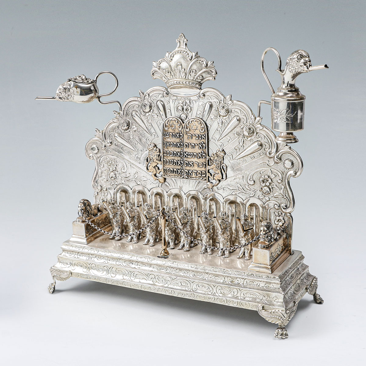 AUSTRIAN SILVER HANUKKAH LAMP MENORAH