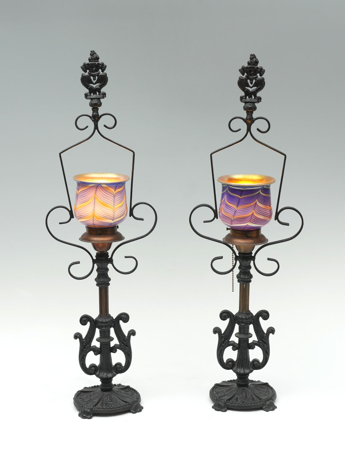 PR WROUGHT IRON LAMPS WITH ART 36e928