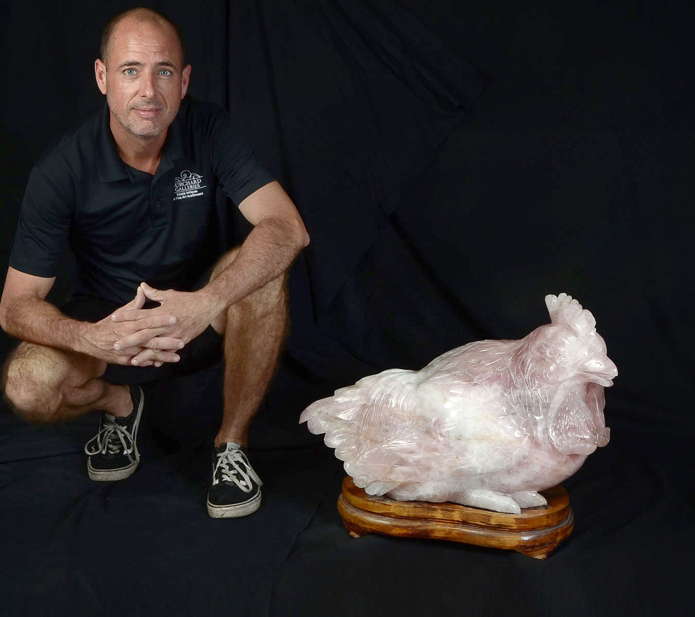 LARGE QUARTZ CHICKEN WITH STAND  36e981