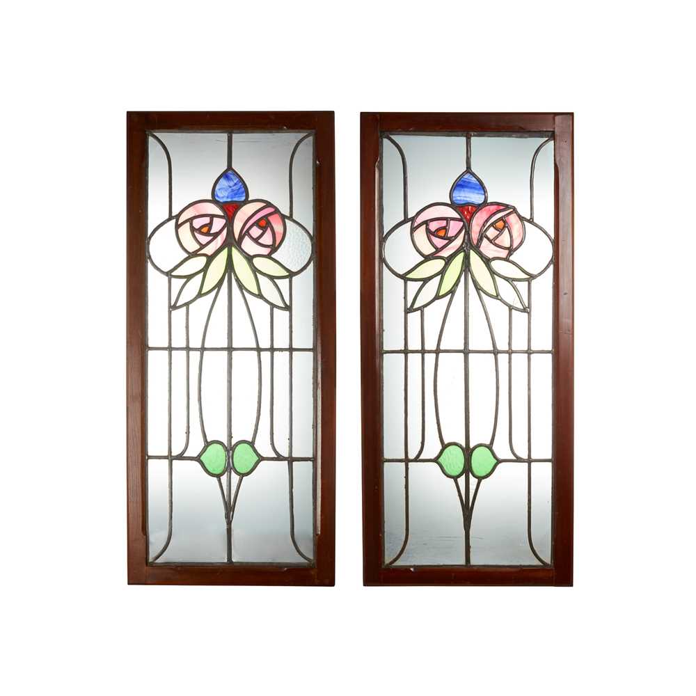 GLASGOW SCHOOL
PAIR OF STAINED GLASS