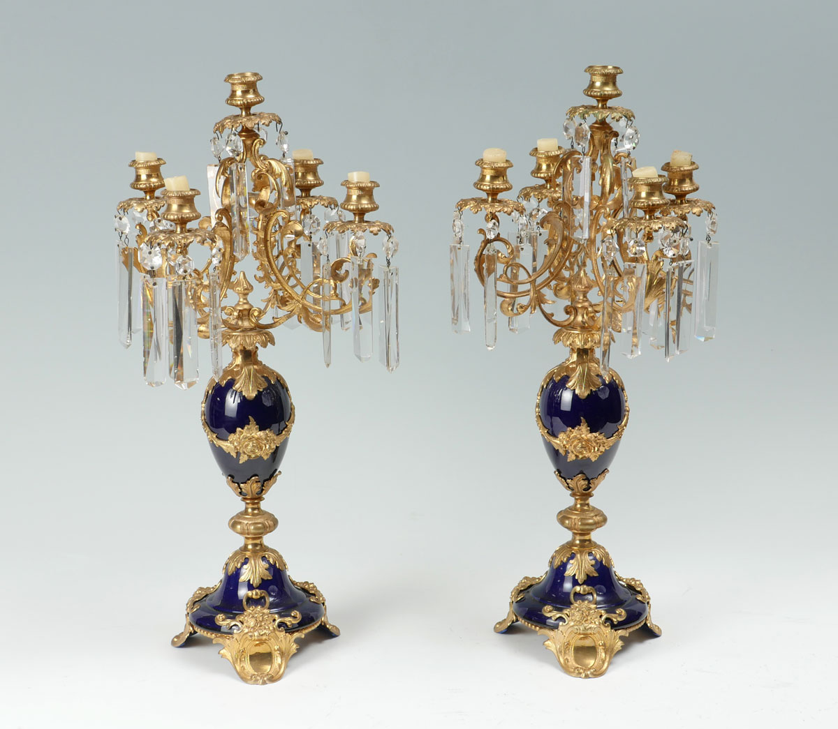 PAIR OF ORNATE COBALT CANDELABRA  36ea6f