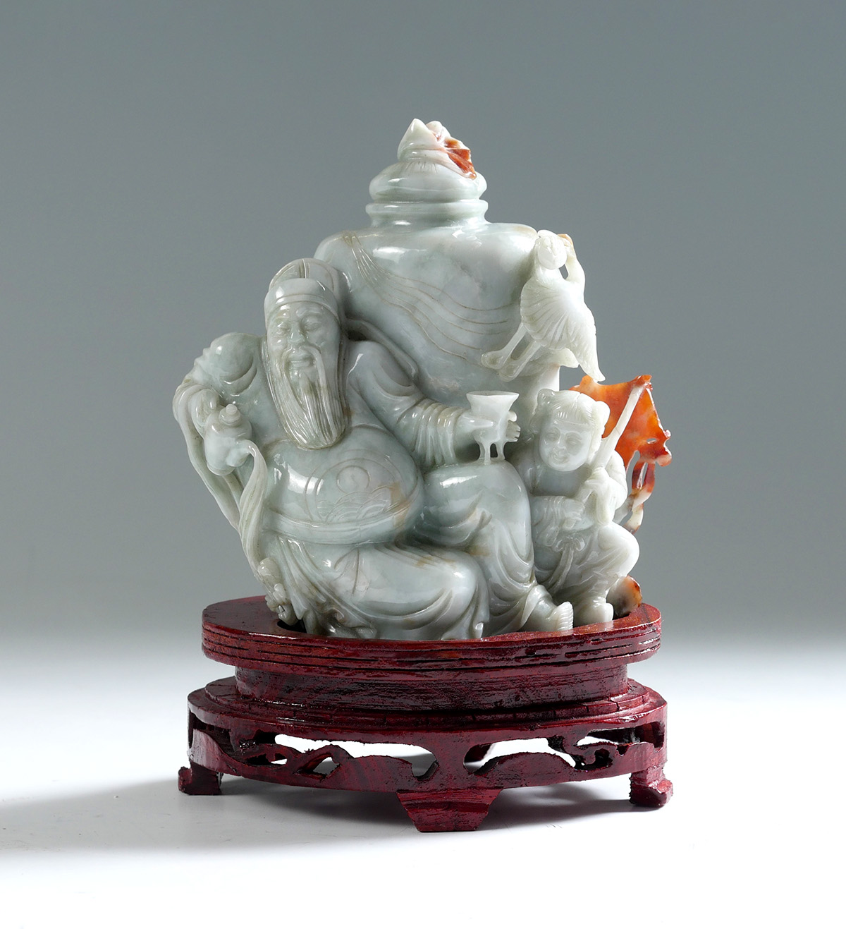 CARVED JADE RECLINING EMPEROR: