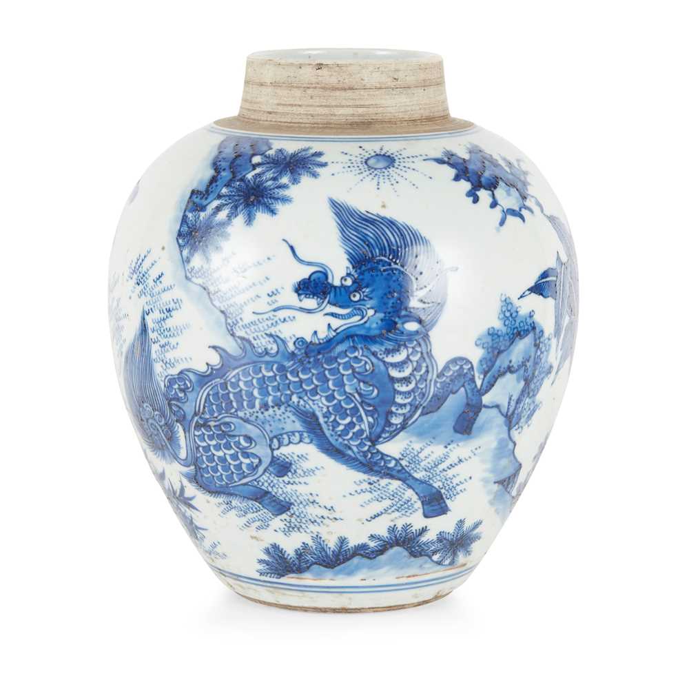 BLUE AND WHITE 'QILIN' GINGER JAR
QING