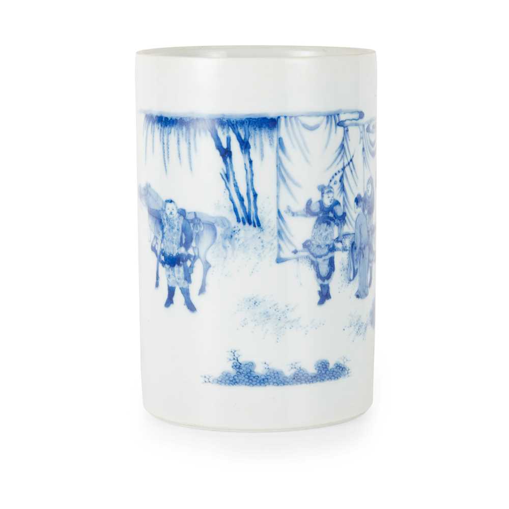 BLUE AND WHITE BRUSH POT QING DYNASTY  36eb77