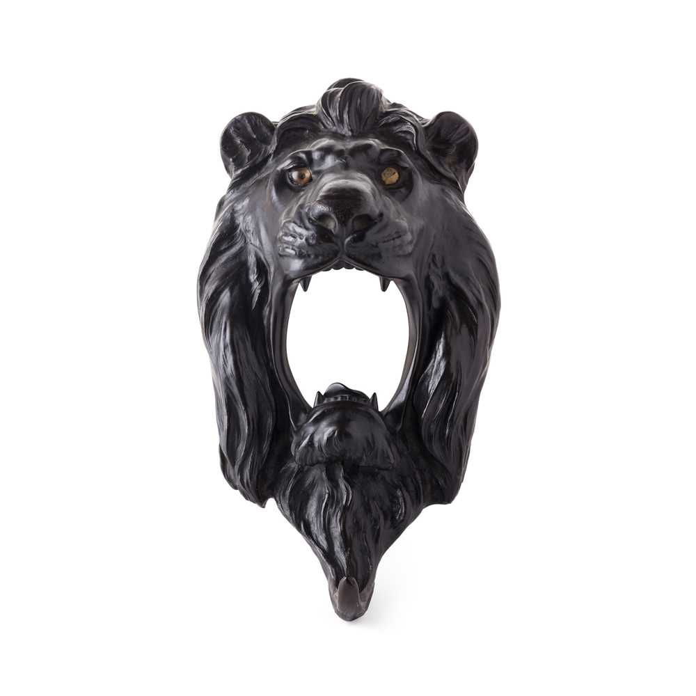 BRONZE LION S MASK WALL HANGING MEIJI 36ebae