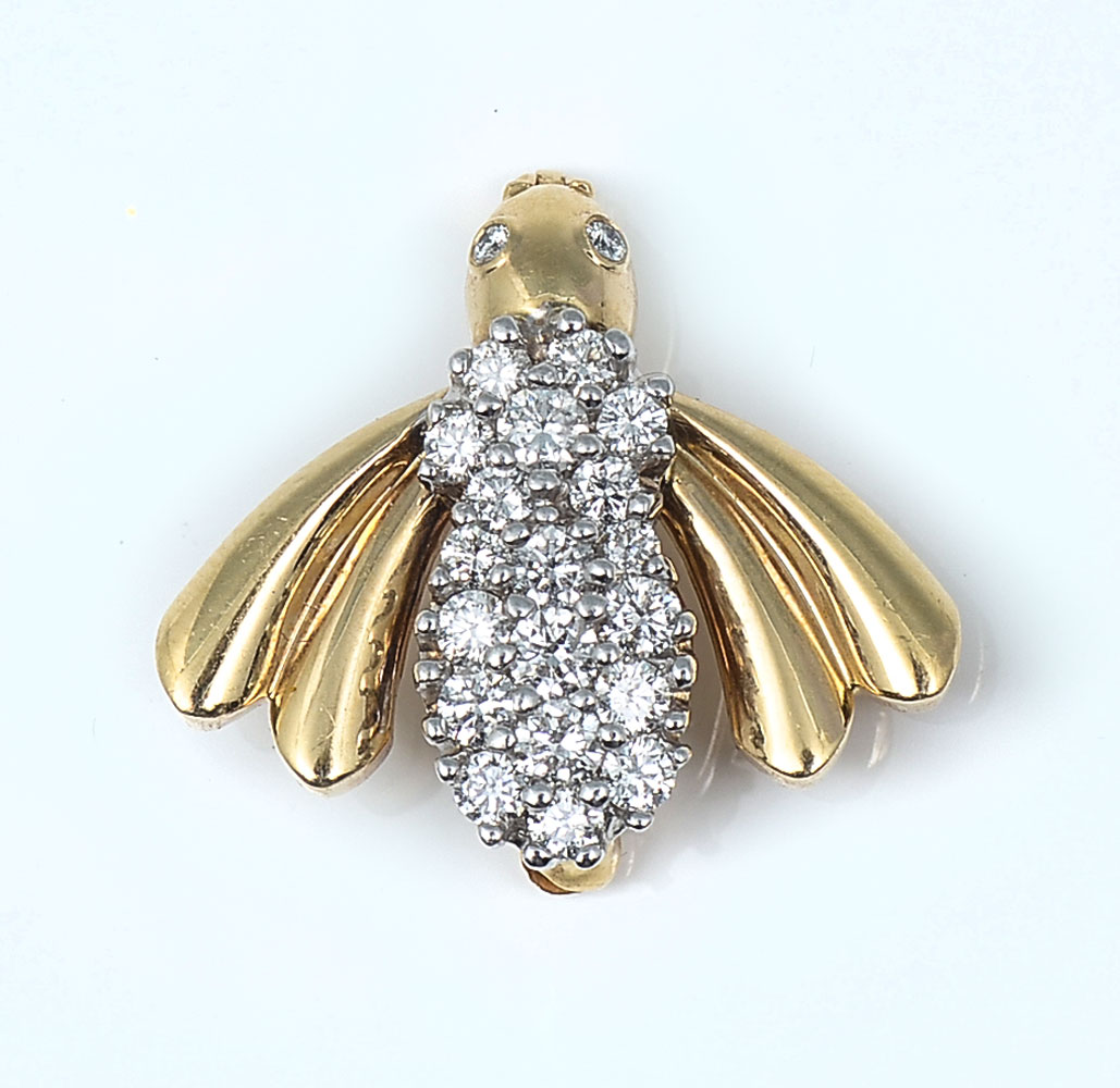 14K 50 CTW DIAMOND BEE PIN 14K 36ebc1