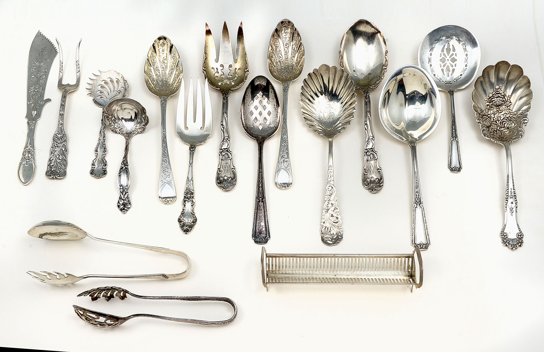 17 PC. STERLING SERVING UTENSILS: