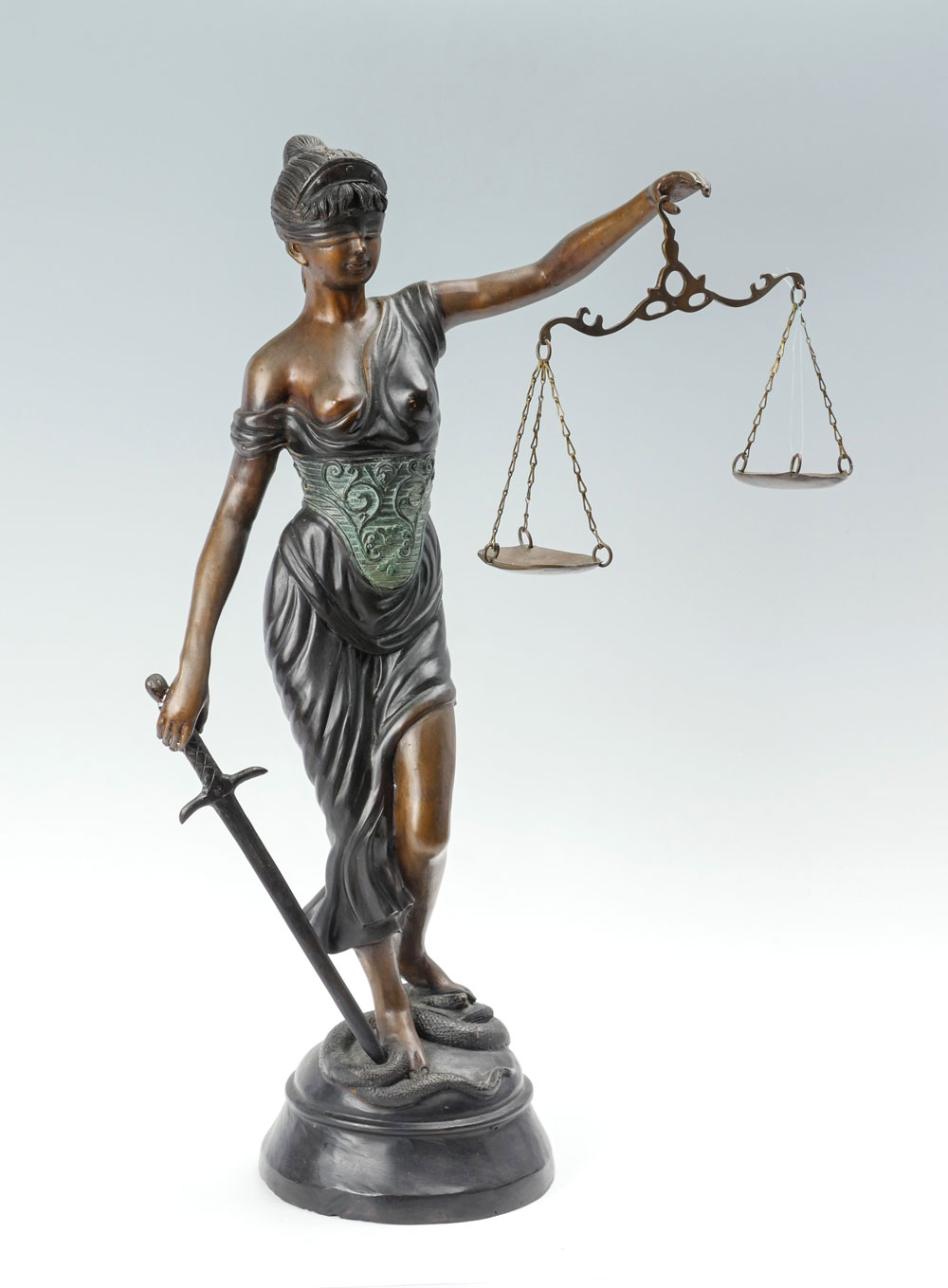 SCALES OF JUSTICE BRONZE: Patinated