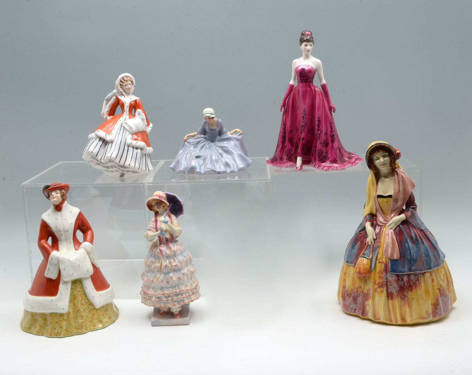 6 PC ROYAL DOULTON WORCESTER FIGURES: