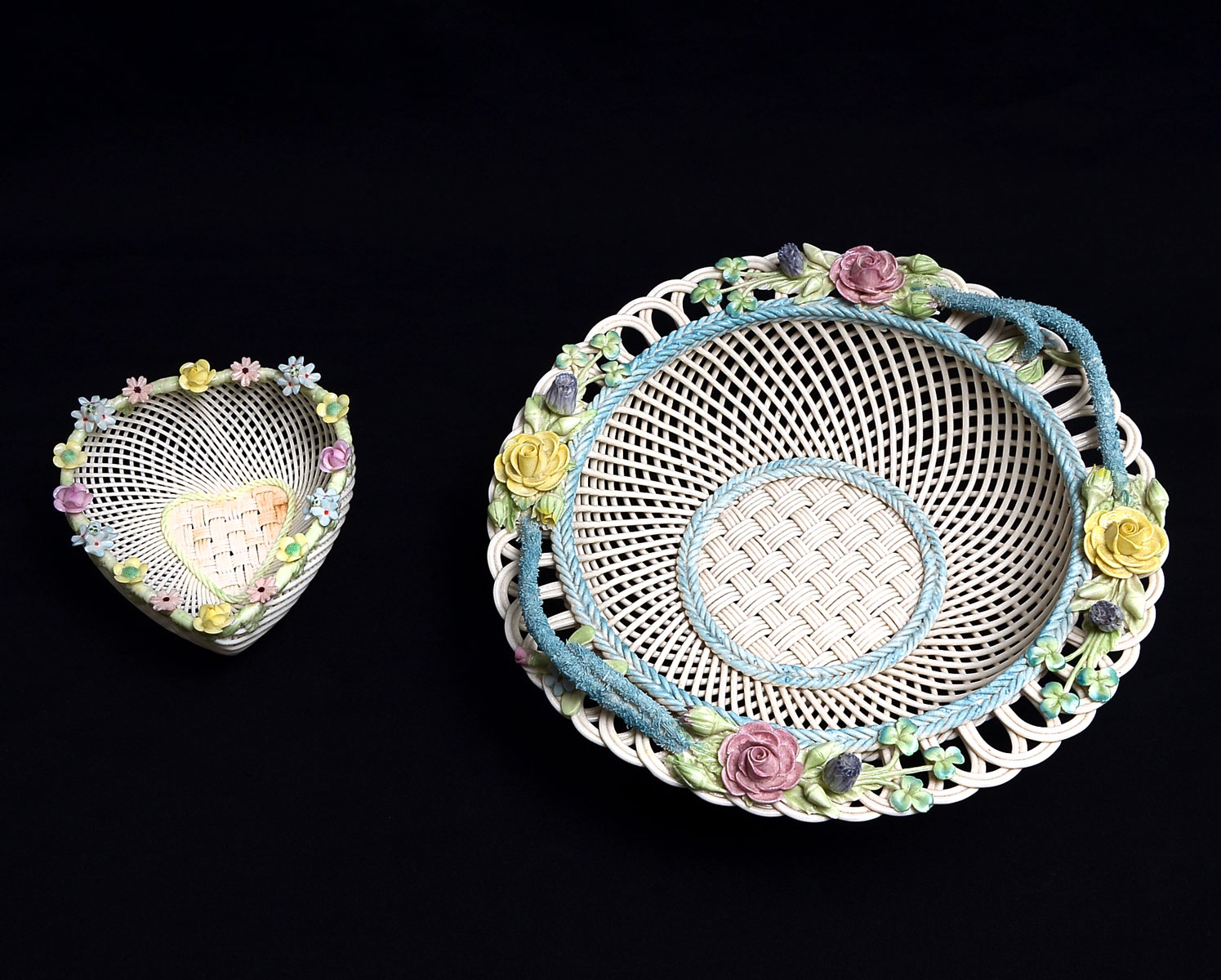 2 PIECE BELLEEK RETICULATED DISHES  36ed3e