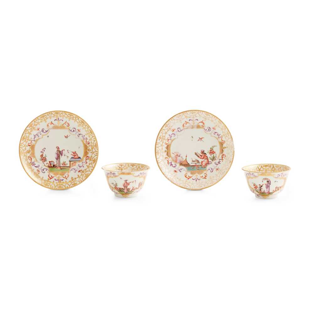 TWO MEISSEN TEABOWLS AND SAUCERS CIRCA 36ed4a