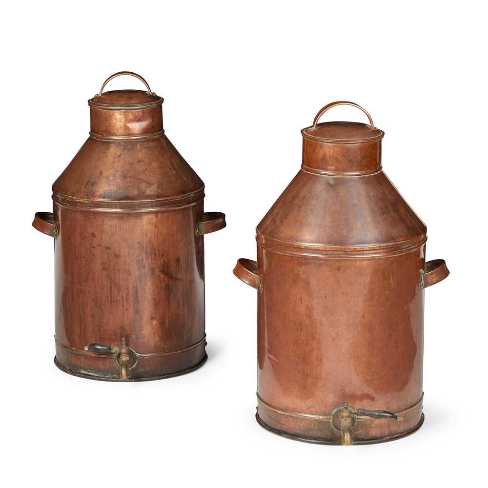 PAIR OF LARGE COPPER HOT WATER