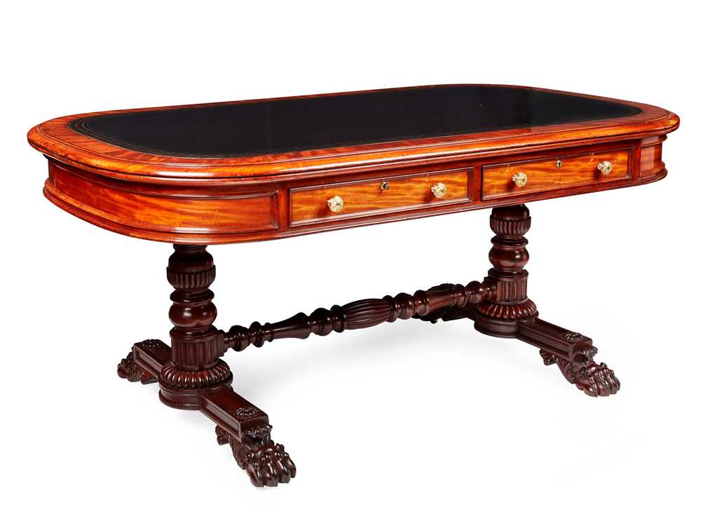 WILLIAM IV MAHOGANY LIBRARY TABLE,