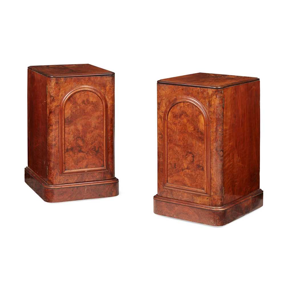 PAIR OF VICTORIAN WALNUT AND MARQUETRY