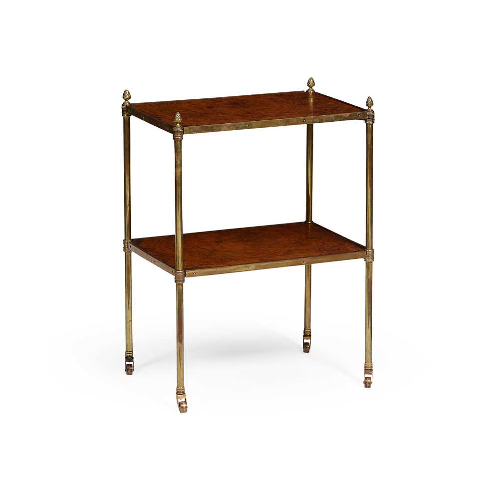 WALNUT AND BRASS ÉTAGÈRE OCCASIONAL