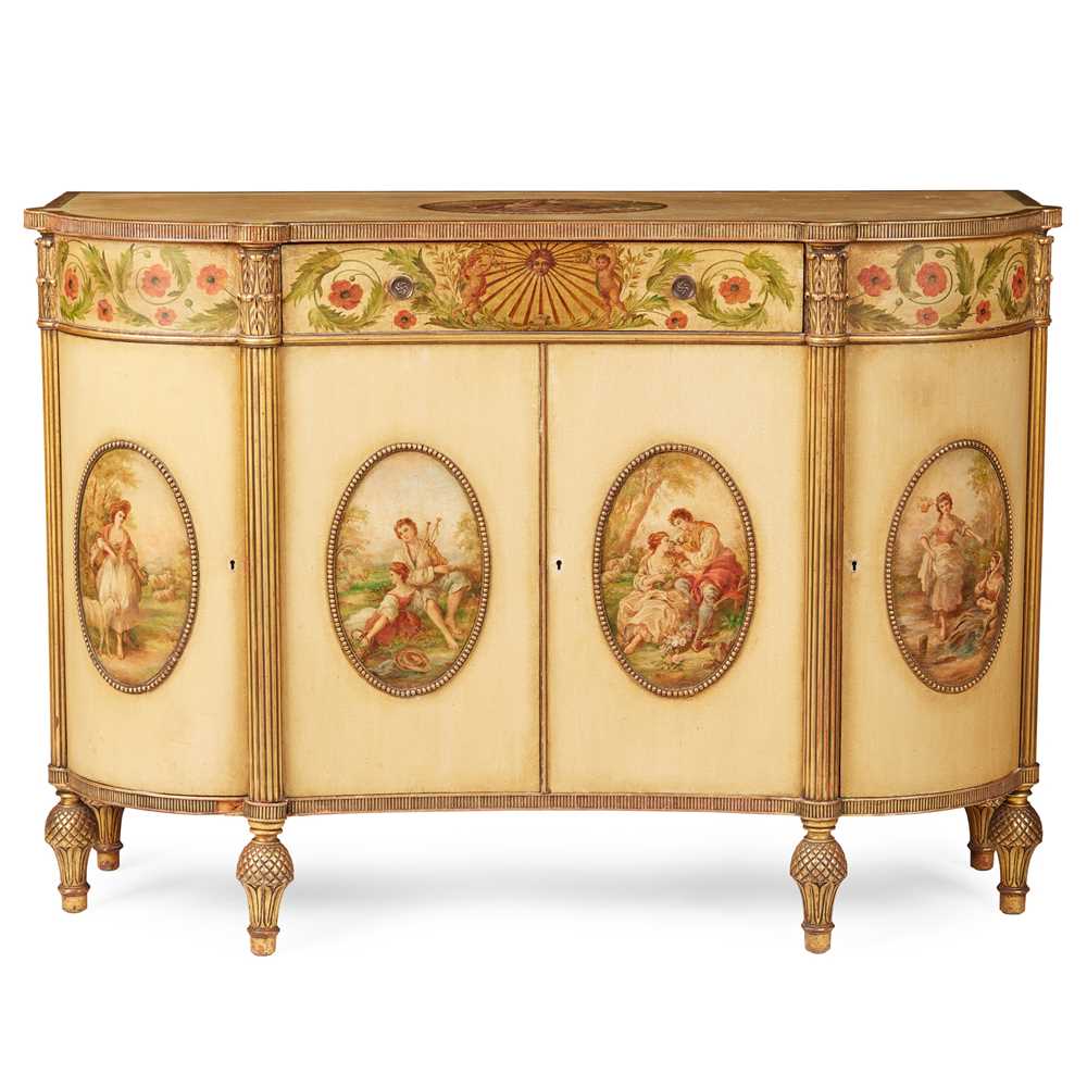 EDWARDIAN PAINTED AND PARCEL-GILT