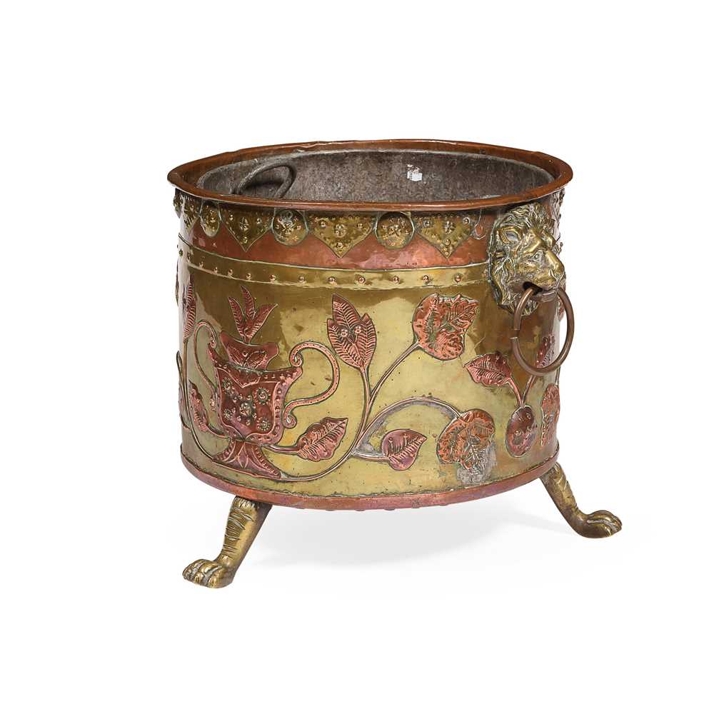 DUTCH BRASS AND COPPER LOG BUCKET 19TH 36ee7a
